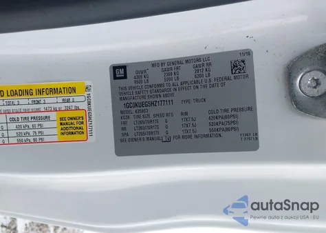 2017 Chevrolet Silverado 2500Hd Wt z USA, uszkodzony, nr VIN 1GC0KUEG5HZ177111